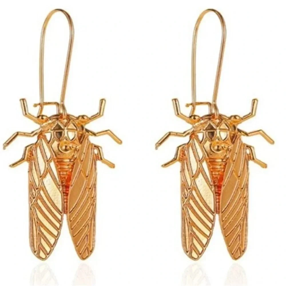 Vintage Egyptian Big Beetle Insect Bugs Earrings - Picture 2 of 16